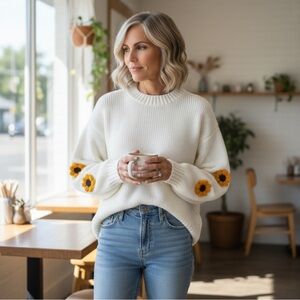 VINE TREE sunflower mock neck sweater combo size S/M, M/L